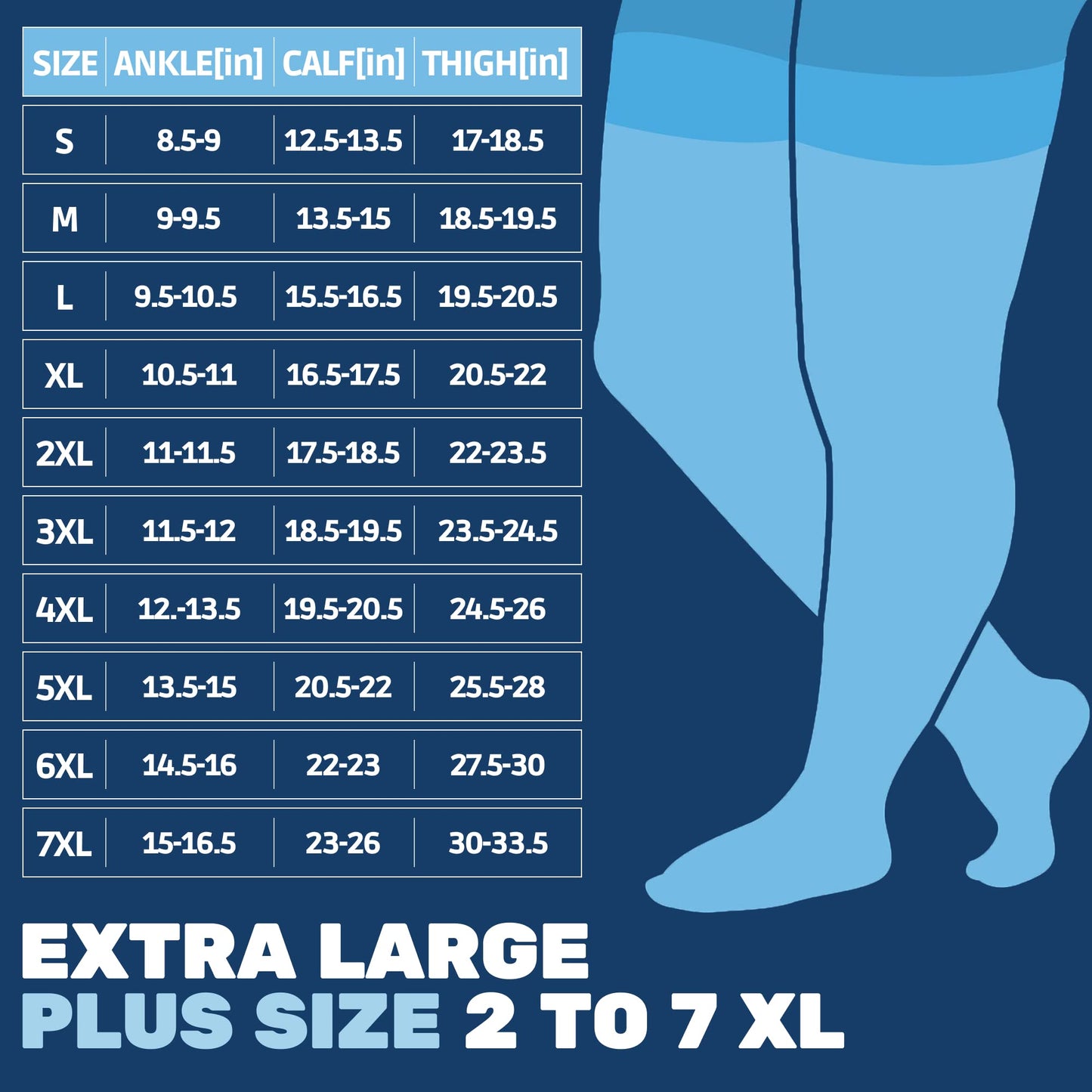 20-30mmHg Men's Opaque Compression Thigh Highs - A2017