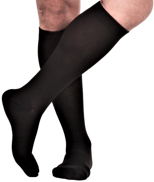 Compression Socks for Women and Men 15-20mmHg - Made in USA Opaque Graduated Support Knee High for Varicose Veins Circulation, A1010