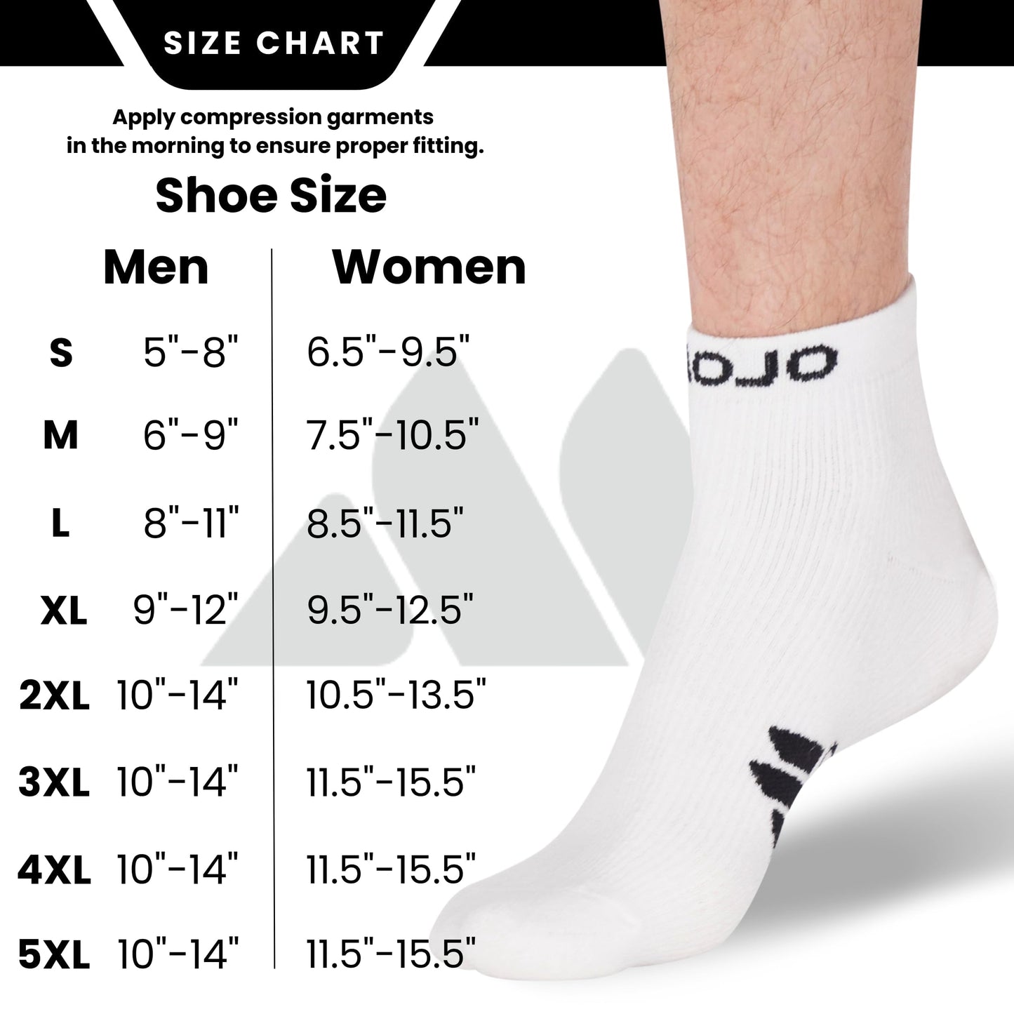 Mojo Compression Socks – Unisex Ankle Length Athletic Compression Socks – 15-20mmHg Medium Support – Black – A1012