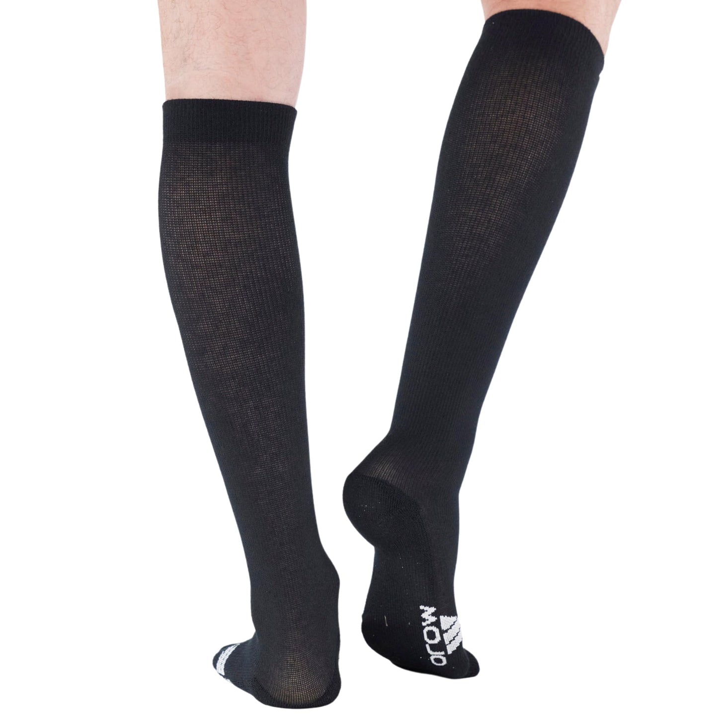 Mojo Compression Socks – Unisex Knee Length Athletic Compression Socks – 15-20mmHg Medium Support – Black – A106