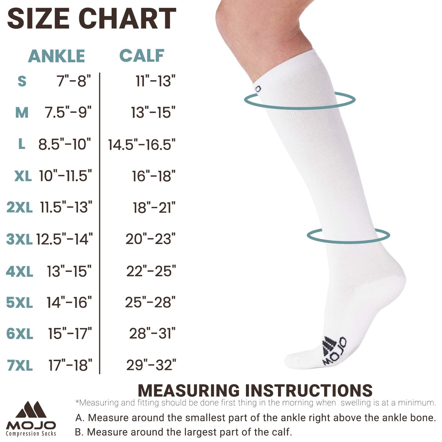Mojo Compression Socks – Unisex Knee Length Athletic Compression Socks – 15-20mmHg Medium Support – Black – A106