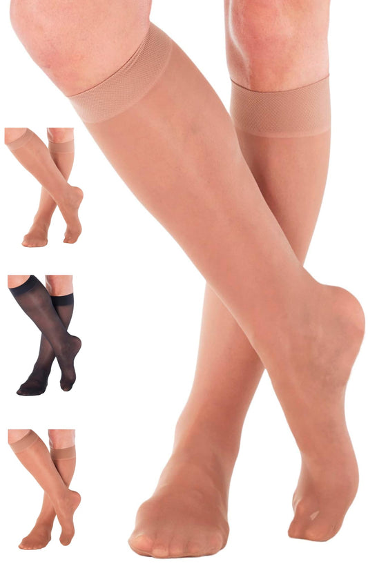 Made in USA - 8-15mmHg Sheer Compression Socks for Women - A107