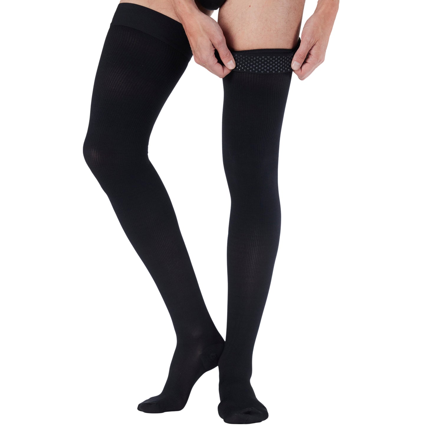 20-30mmHg Men's Opaque Compression Thigh Highs - A2017