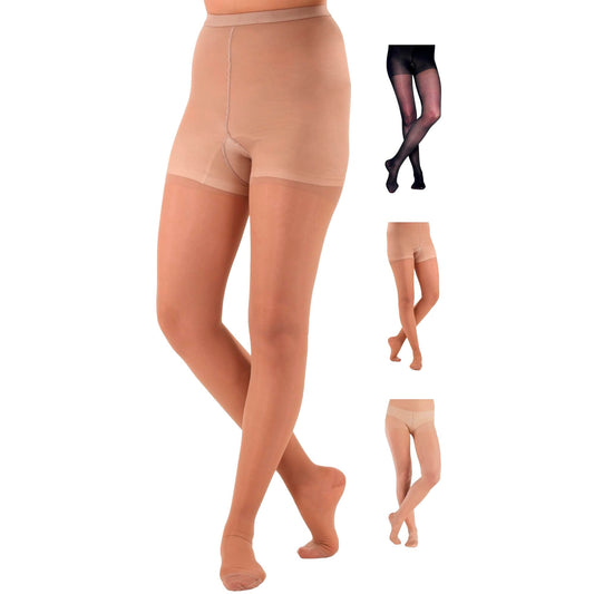 Made in USA - 20-30mmHg Sheer Compression Pantyhose for Women - A207