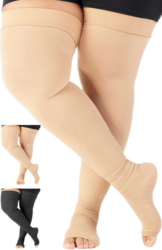 20-30mmHg Open Toe Womens Compression Thigh Highs - A213W