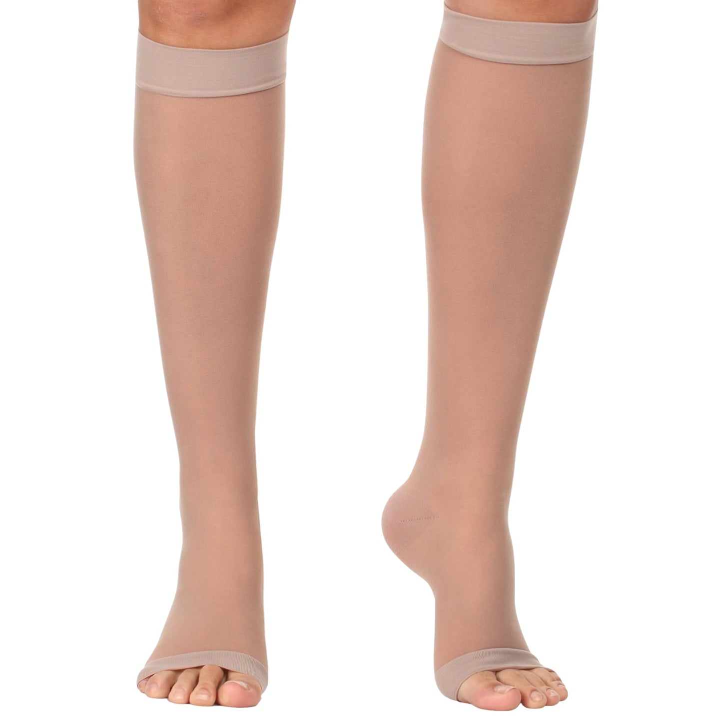 Made in USA - 20-30mmHg Open Toe Sheer Compression Socks for Women - A215
