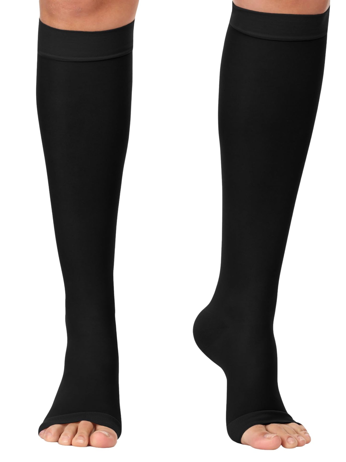 Made in USA - 20-30mmHg Open Toe Sheer Compression Socks for Women - A215