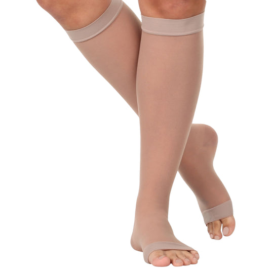 Made in USA - 20-30mmHg Open Toe Sheer Compression Socks for Women - A215