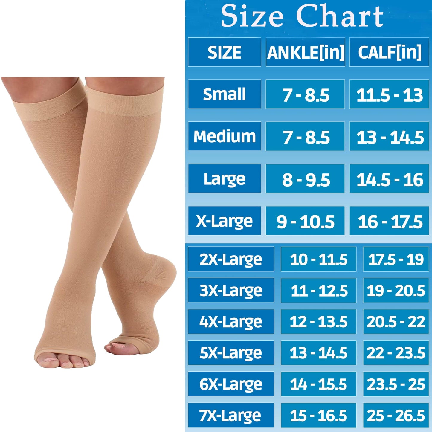 Made in USA - Open Toe Mens Compression Socks 30-40 mmHg - A311M
