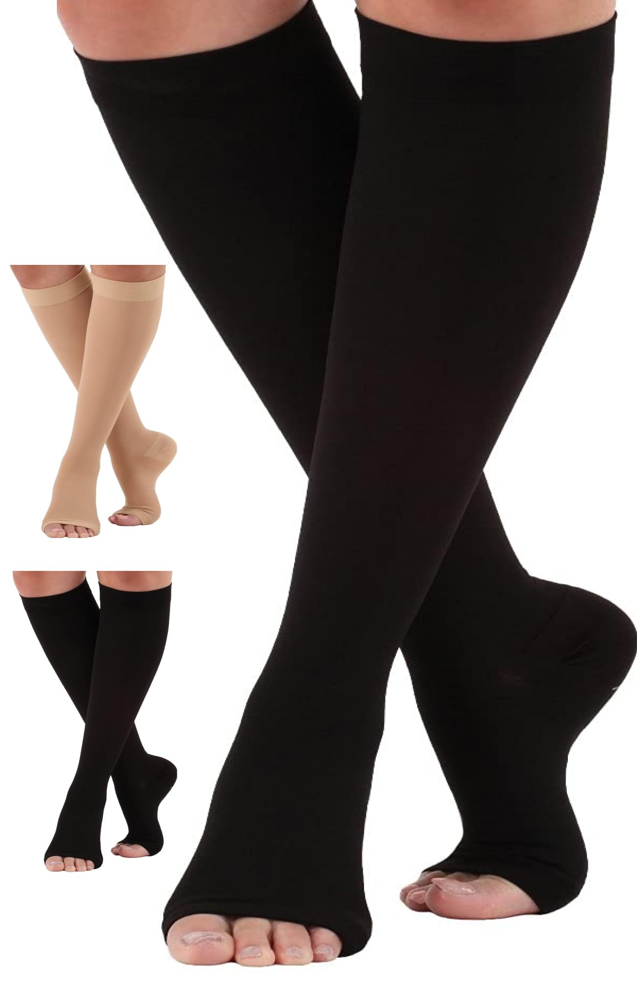 Made in USA - Open Toe Mens Compression Socks 30-40 mmHg - A311M