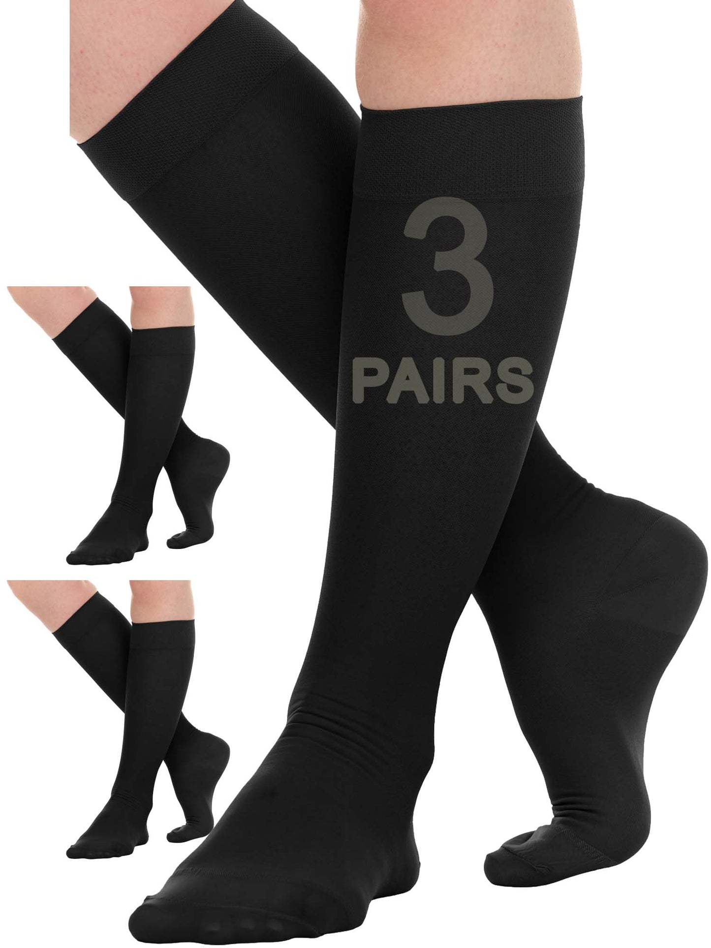 15-20mmHg Petite Sheer Short-Length Compression Socks for Women 3 Pairs - A403