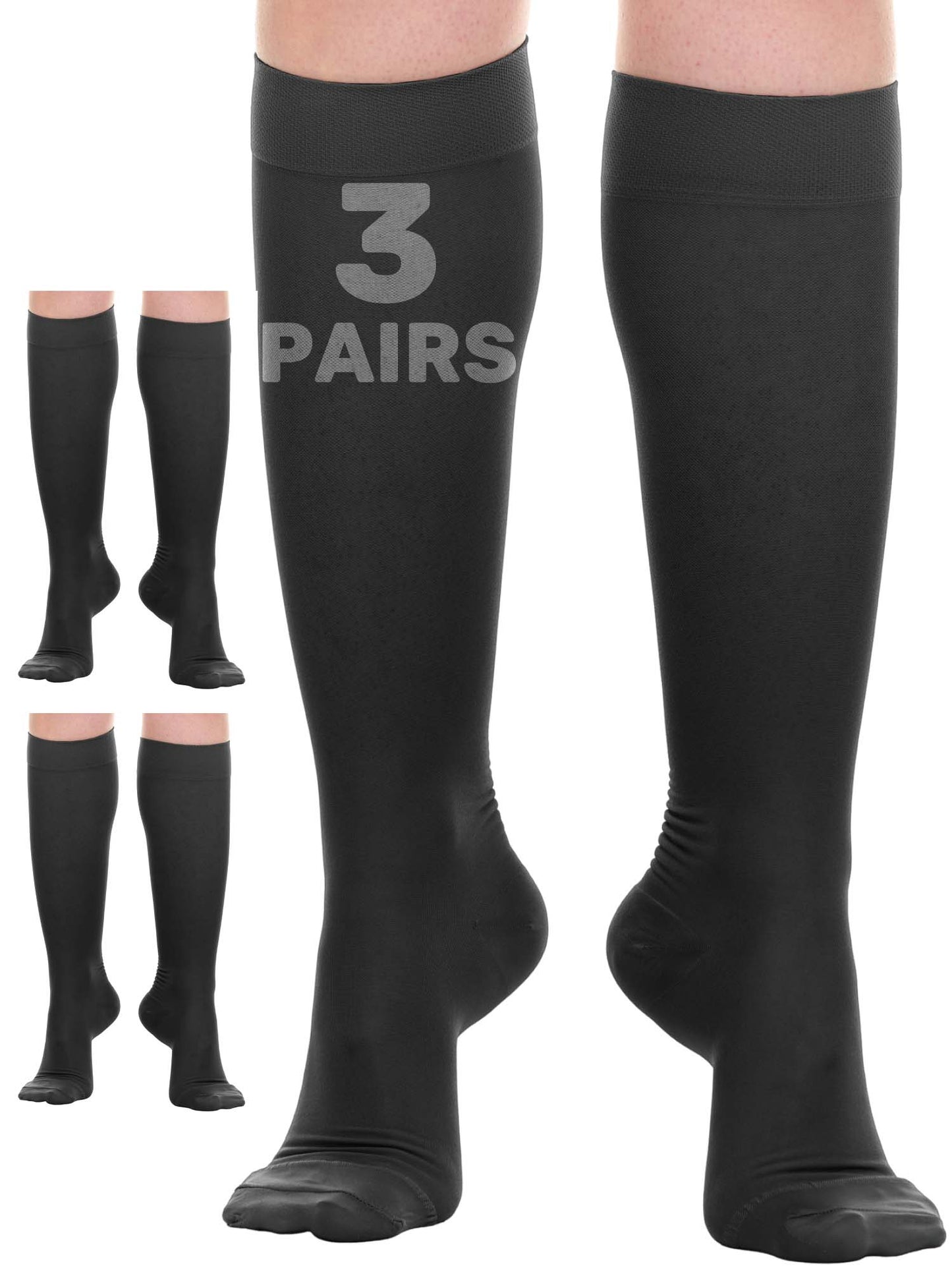 20-30mmHg Petite Sheer Short Length Compression Socks for Women 3 Pairs - A406