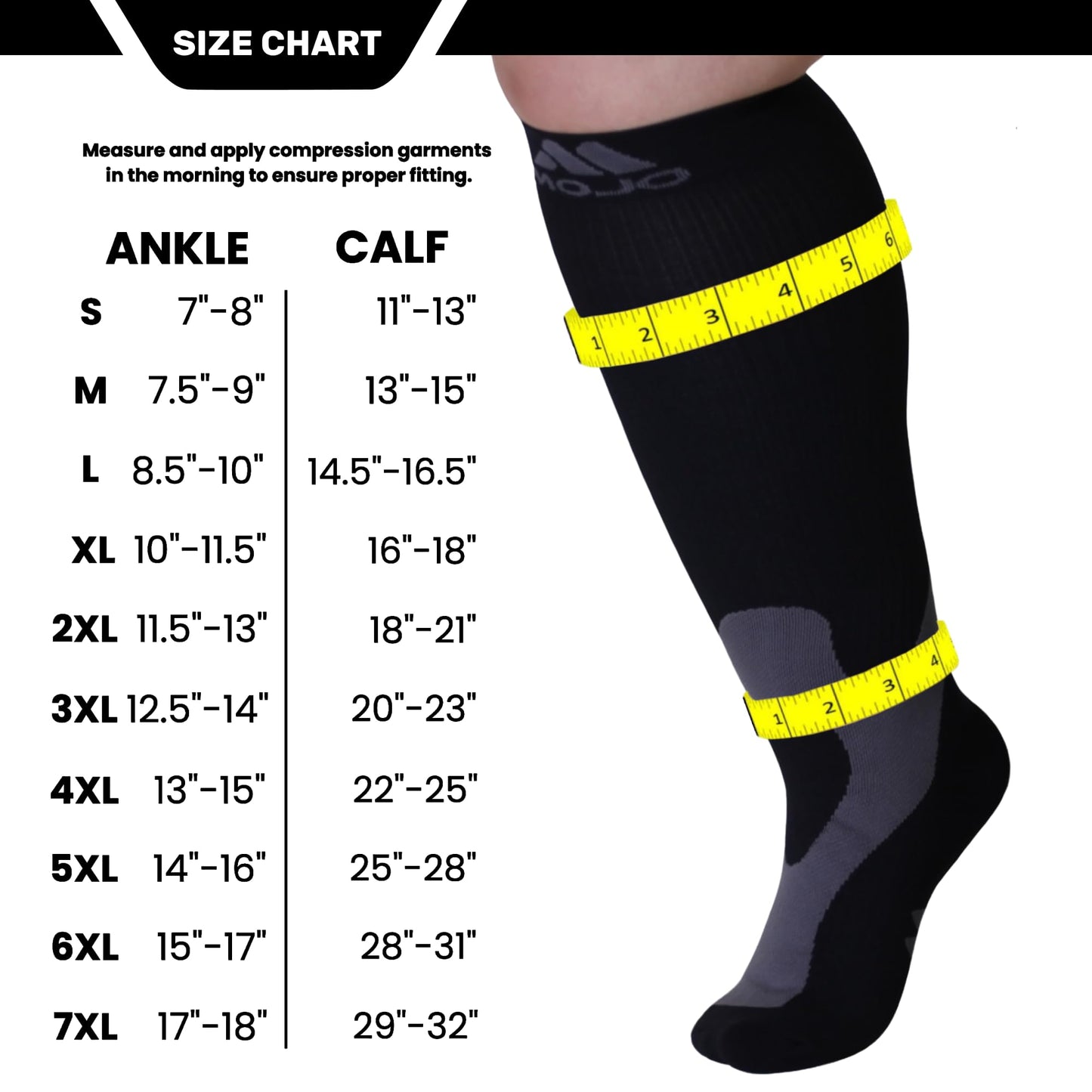 Mojo Compression Socks – Unisex Knee High Medical Compression Socks – 20-30mmHg Firm Support – A601-3