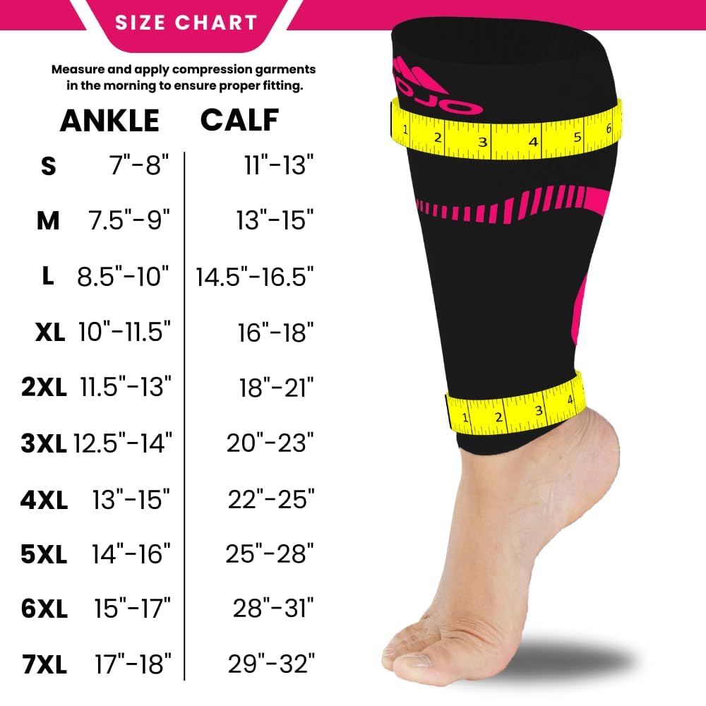 Mojo Compression Socks – Unisex Extra Wide Plus Size Compression Sleeve – 20-30mmHg Opaque – A604PS