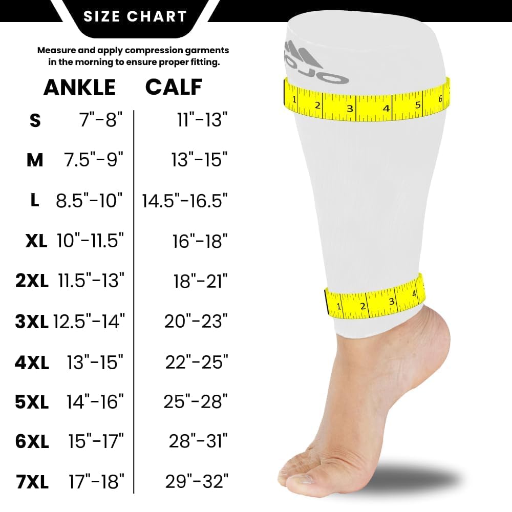 Mojo Compression Socks – Unisex Extra Wide Plus Size Compression Sleeve – 20-30mmHg Opaque – A604PS