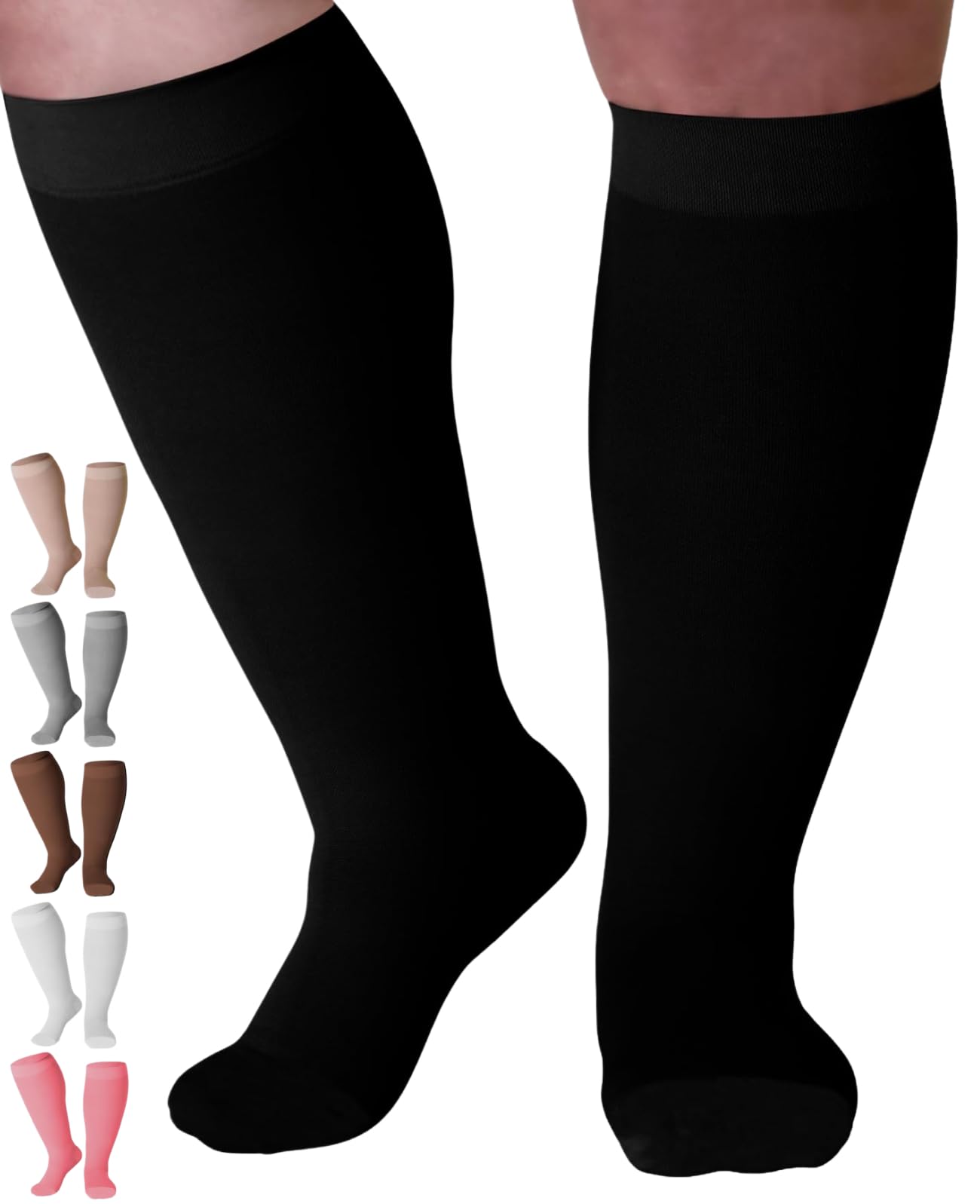 Mojo Compression Socks – Men's & Women's Wide Calf Compression Socks – 20-30mmHg Firm Support – AB201