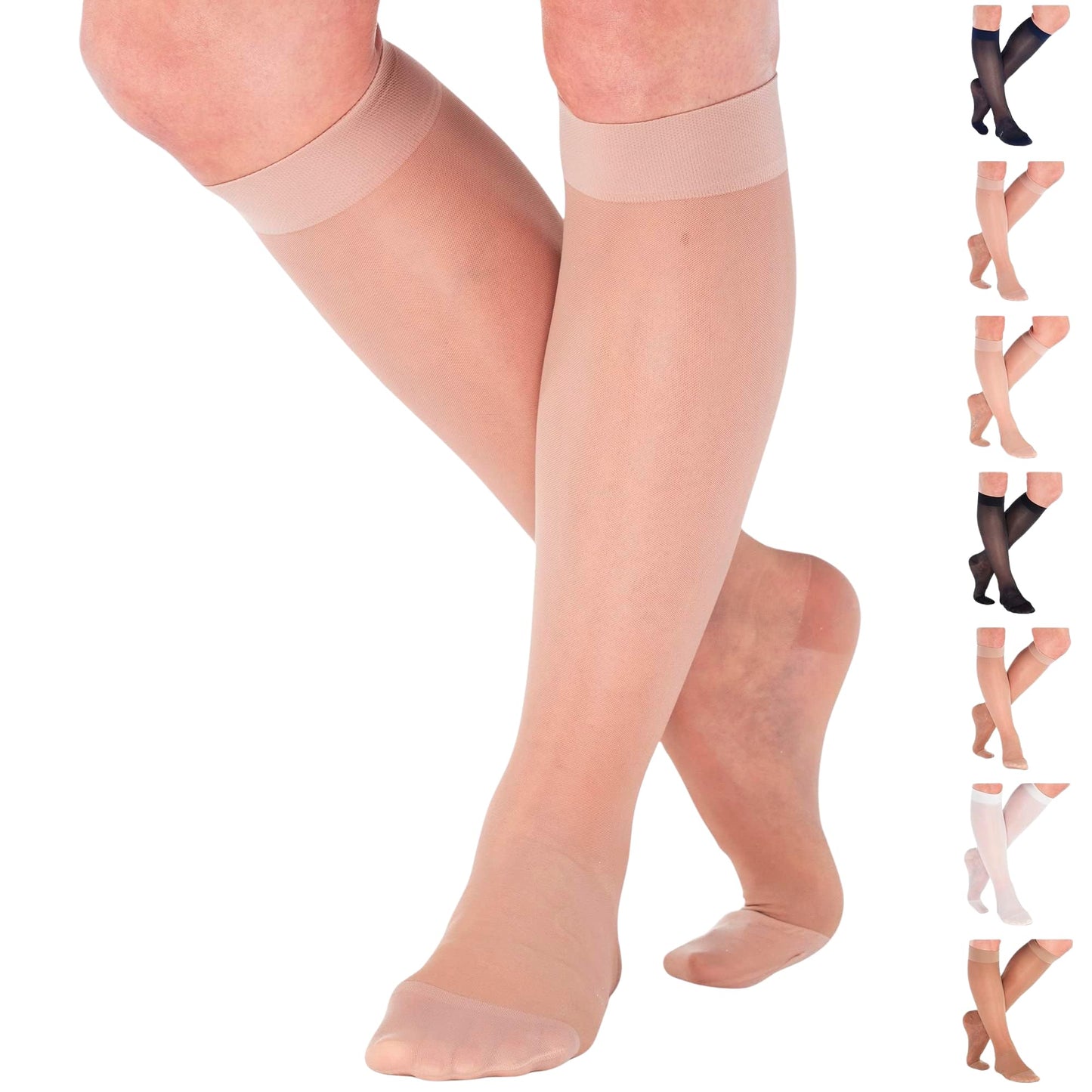 Made in USA - Travel Sheer Compression Socks 15-20mmHg for Women - ATRAVEL101