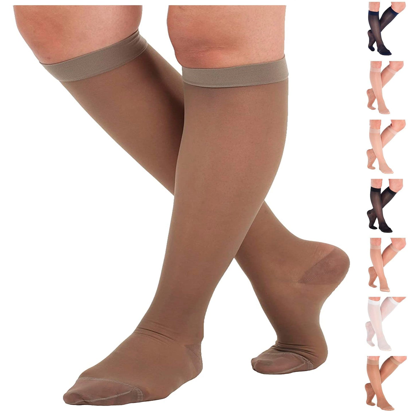 Made in USA - Travel Sheer Compression Socks 15-20mmHg for Women - ATRAVEL101