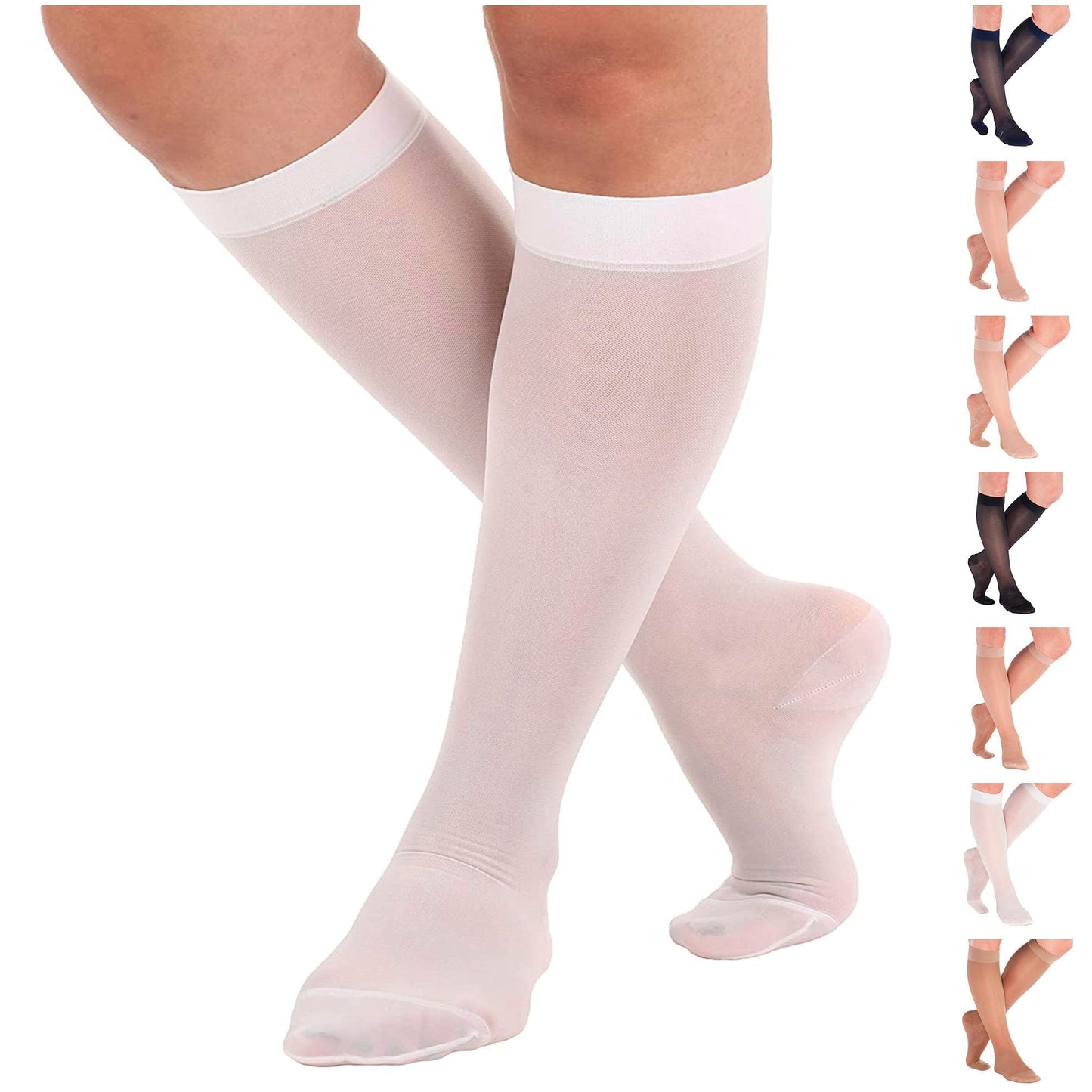 Made in USA - Travel Sheer Compression Socks 15-20mmHg for Women - ATRAVEL101