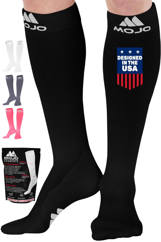 Mojo Compression Socks – Unisex Medical Compression Socks – Knee High Stockings for Circulation & Bariatric Recovery – 20-30mmHg Firm Support – M809