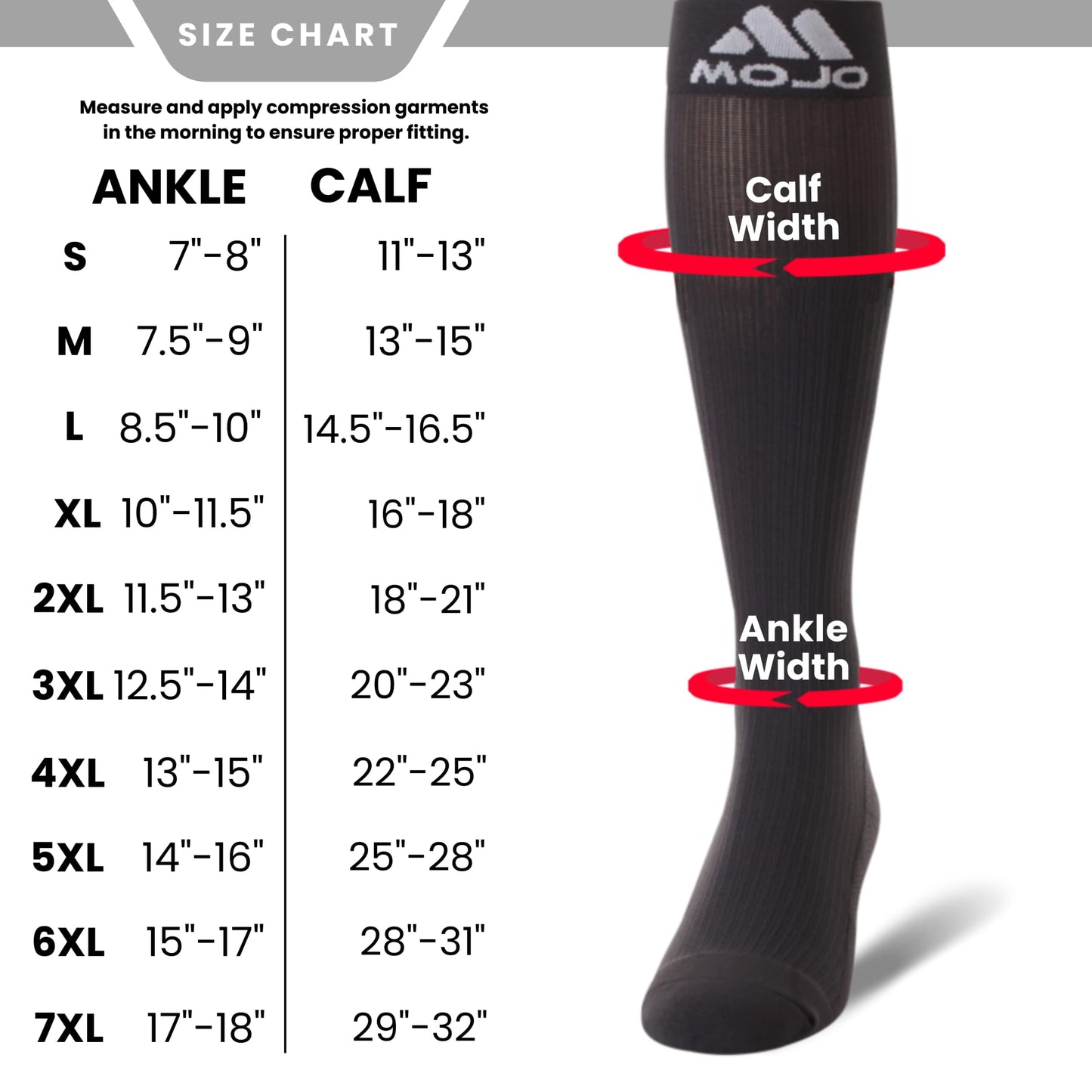 Mojo Compression Socks – Unisex Medical Compression Socks – Knee High Stockings for Circulation & Bariatric Recovery – 20-30mmHg Firm Support – M809