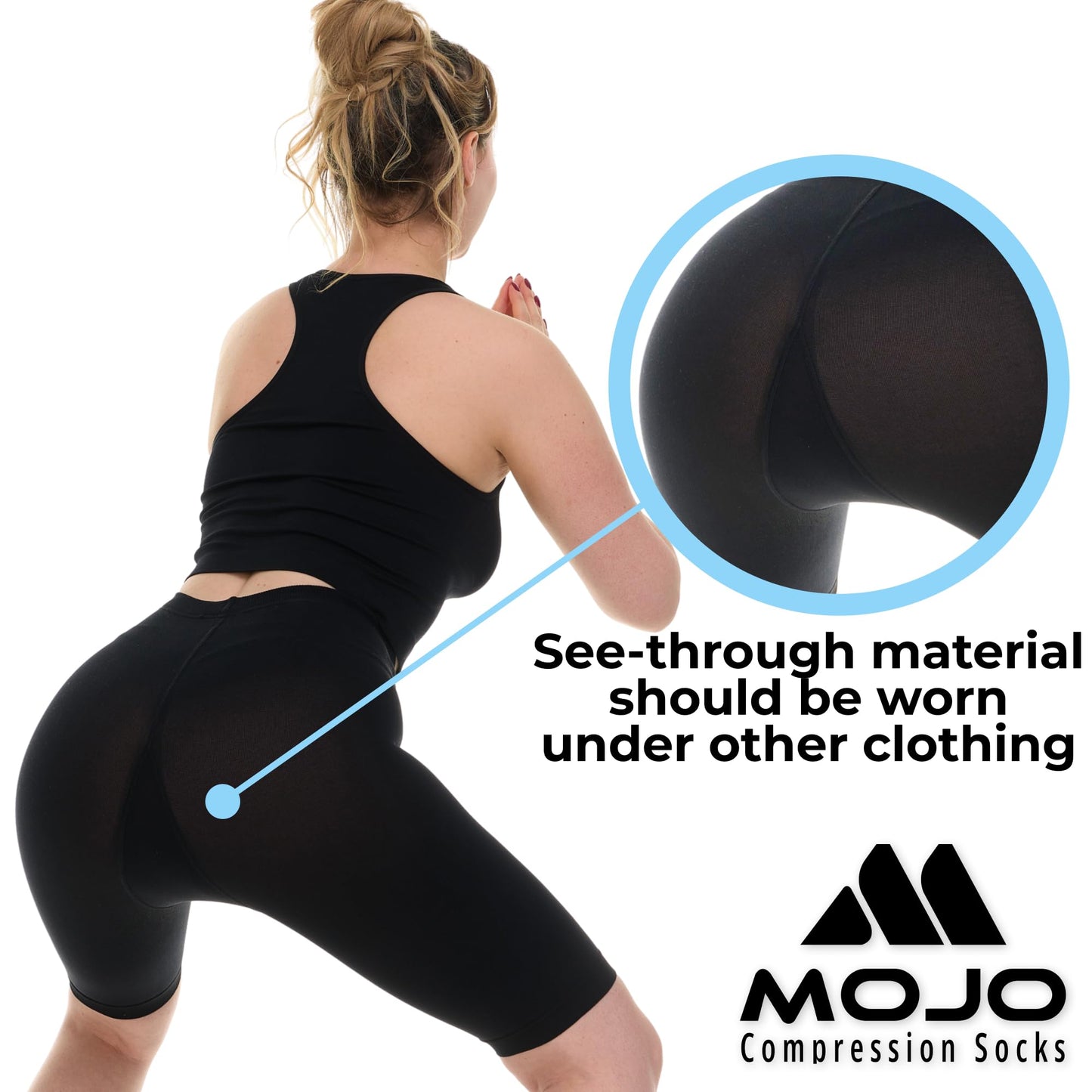Mojo Compression Socks – Women's & Men's Compression Shorts – Medical Support for Circulation & Recovery – 20-30mmHg Firm Support – M819