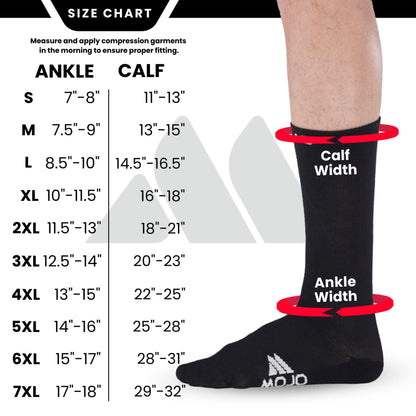 Mojo Compression Socks – Unisex Crew Length Athletic Compression Socks – 15-20mmHg Medium Support – Black – A1011