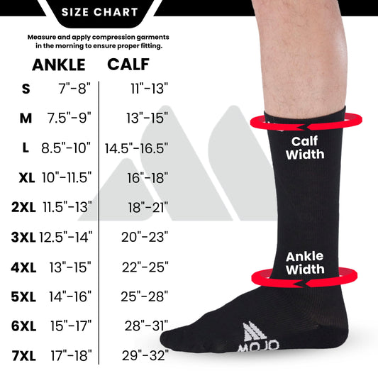 Mojo Compression Socks – Unisex Crew Length Athletic Compression Socks – 15-20mmHg Medium Support – Black – A1011