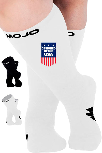 Mojo Compression Socks – Unisex Crew Length Athletic Compression Socks – 15-20mmHg Medium Support – Black – A1011