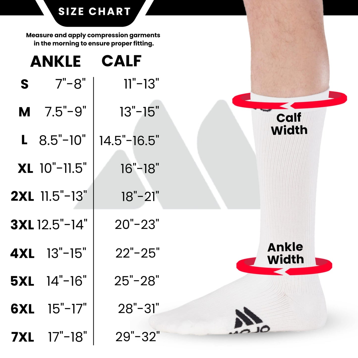 Mojo Compression Socks – Unisex Crew Length Athletic Compression Socks – 15-20mmHg Medium Support – Black – A1011
