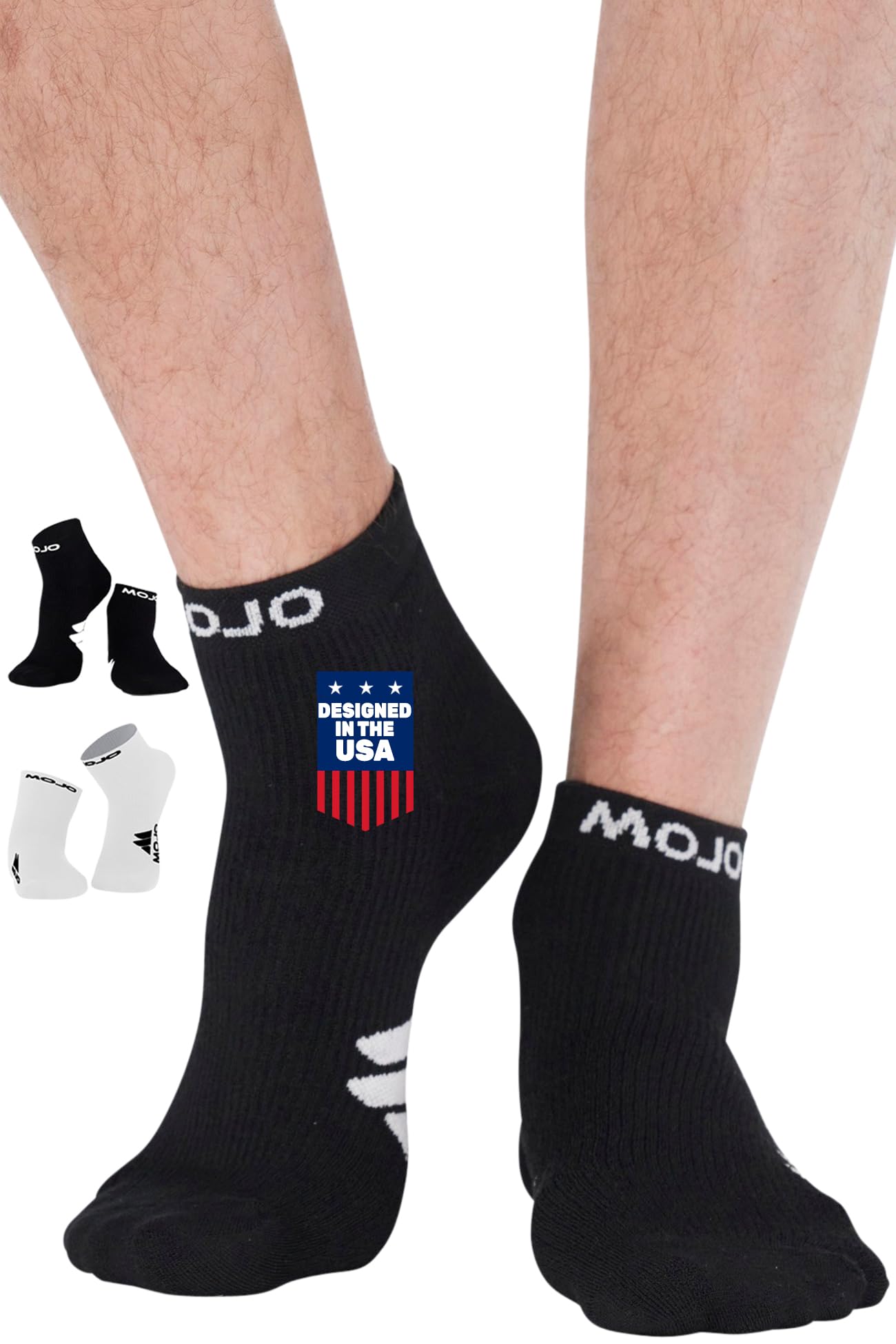 Mojo Compression Socks – Unisex Ankle Length Athletic Compression Socks – 15-20mmHg Medium Support – Black – A1012