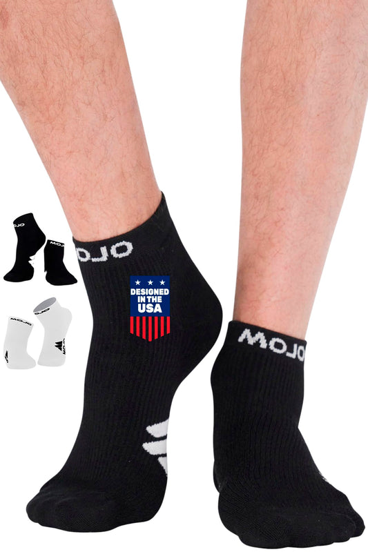 Mojo Compression Socks – Unisex Ankle Length Athletic Compression Socks – 15-20mmHg Medium Support – Black – A1012