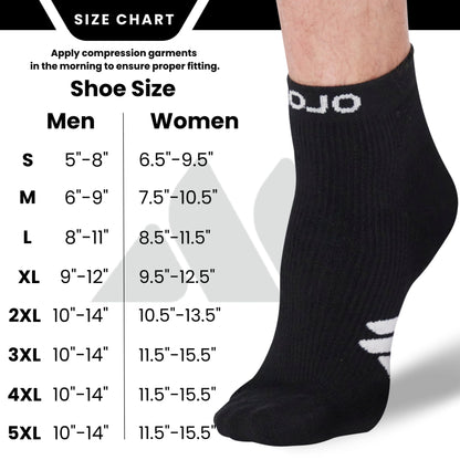 Mojo Compression Socks – Unisex Ankle Length Athletic Compression Socks – 15-20mmHg Medium Support – Black – A1012