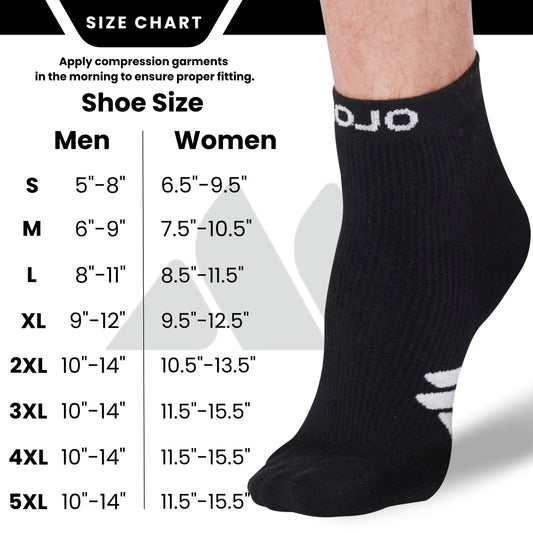 Mojo Compression Socks – Unisex Ankle Length Athletic Compression Socks – 15-20mmHg Medium Support – Black – A1012
