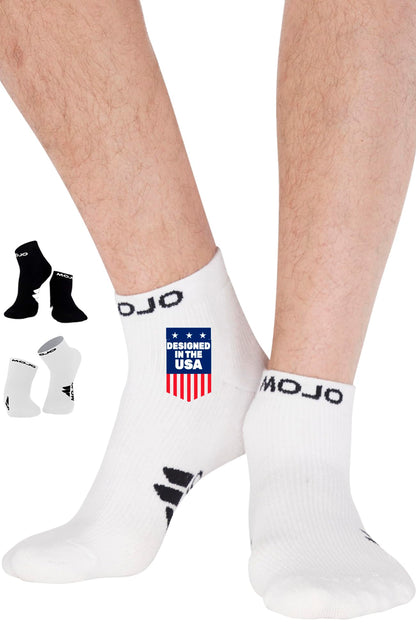 Mojo Compression Socks – Unisex Ankle Length Athletic Compression Socks – 15-20mmHg Medium Support – Black – A1012