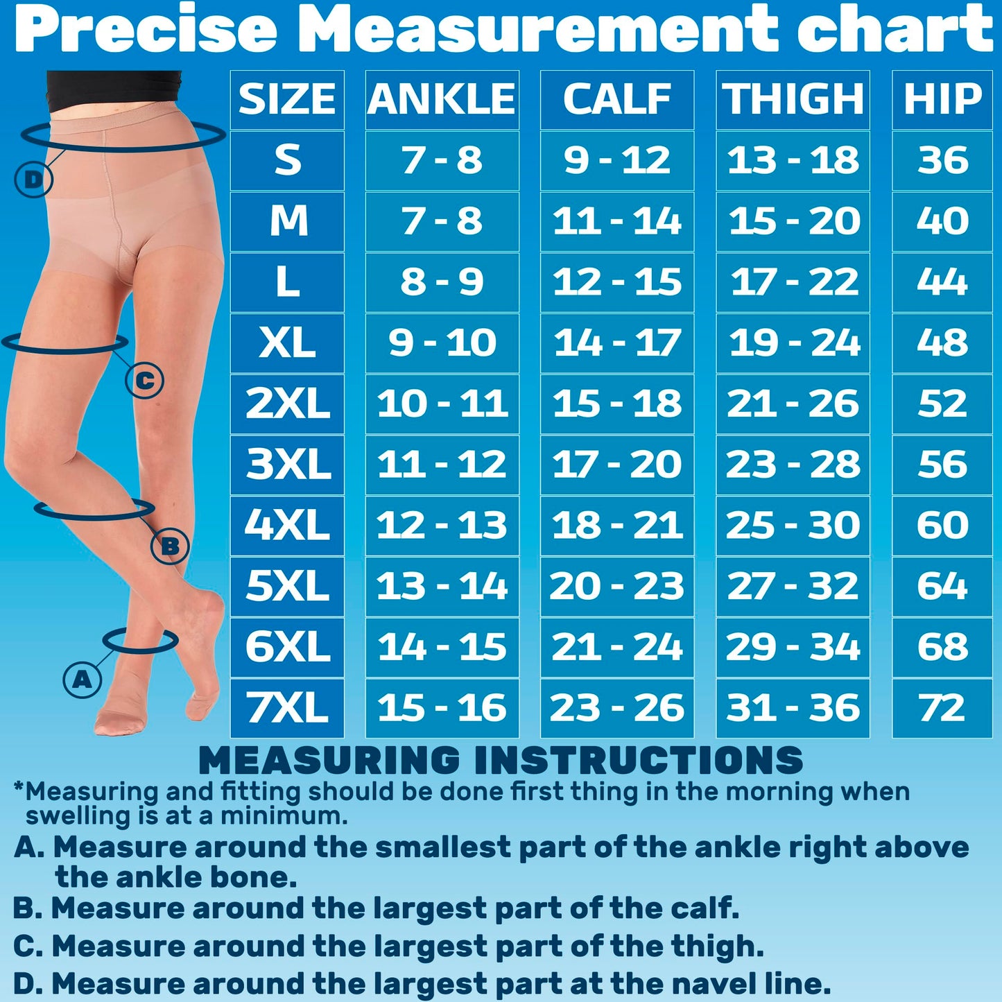 Made in USA - 15-20mmHg Sheer Compression Pantyhose for Women - A103