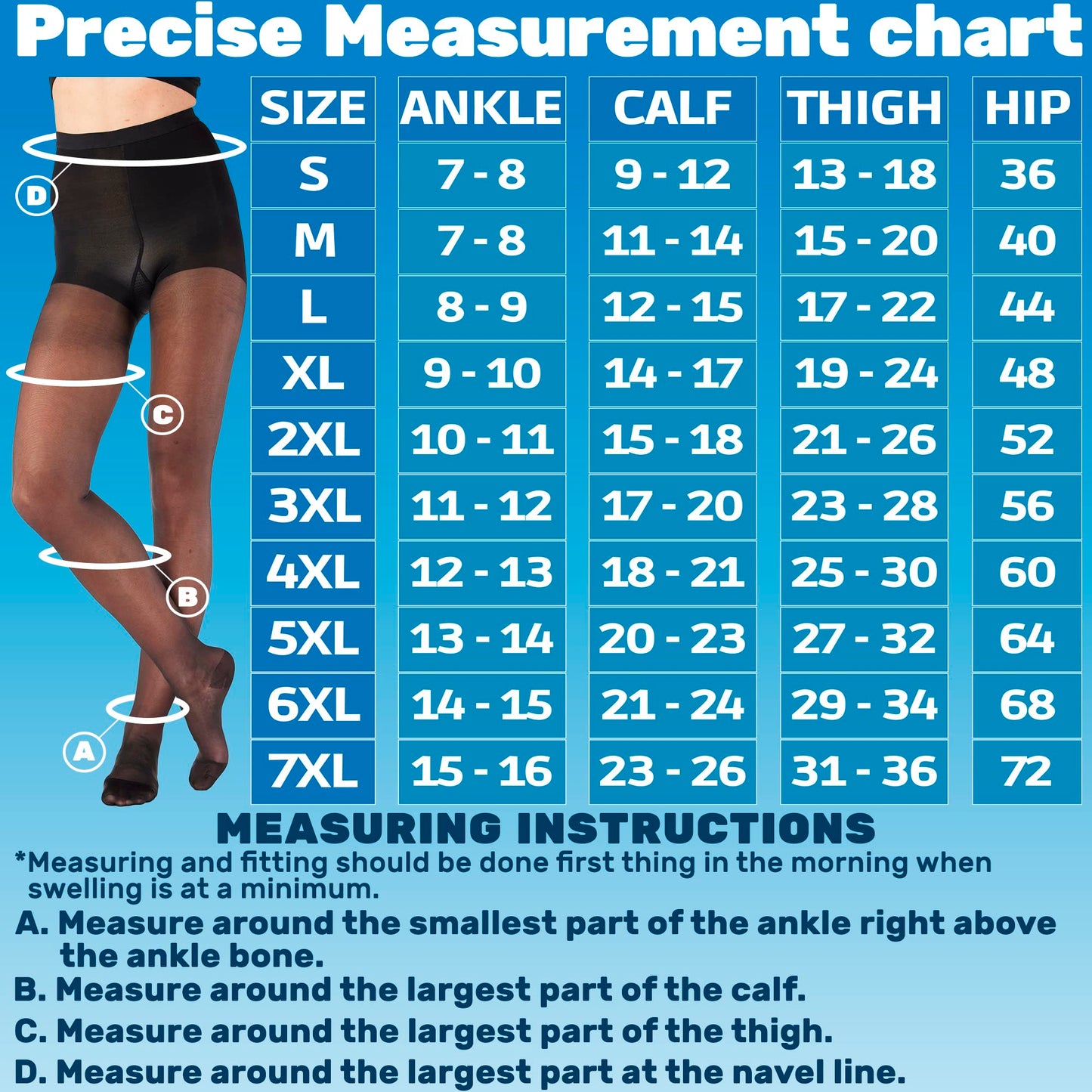Made in USA - 15-20mmHg Sheer Compression Pantyhose for Women - A103