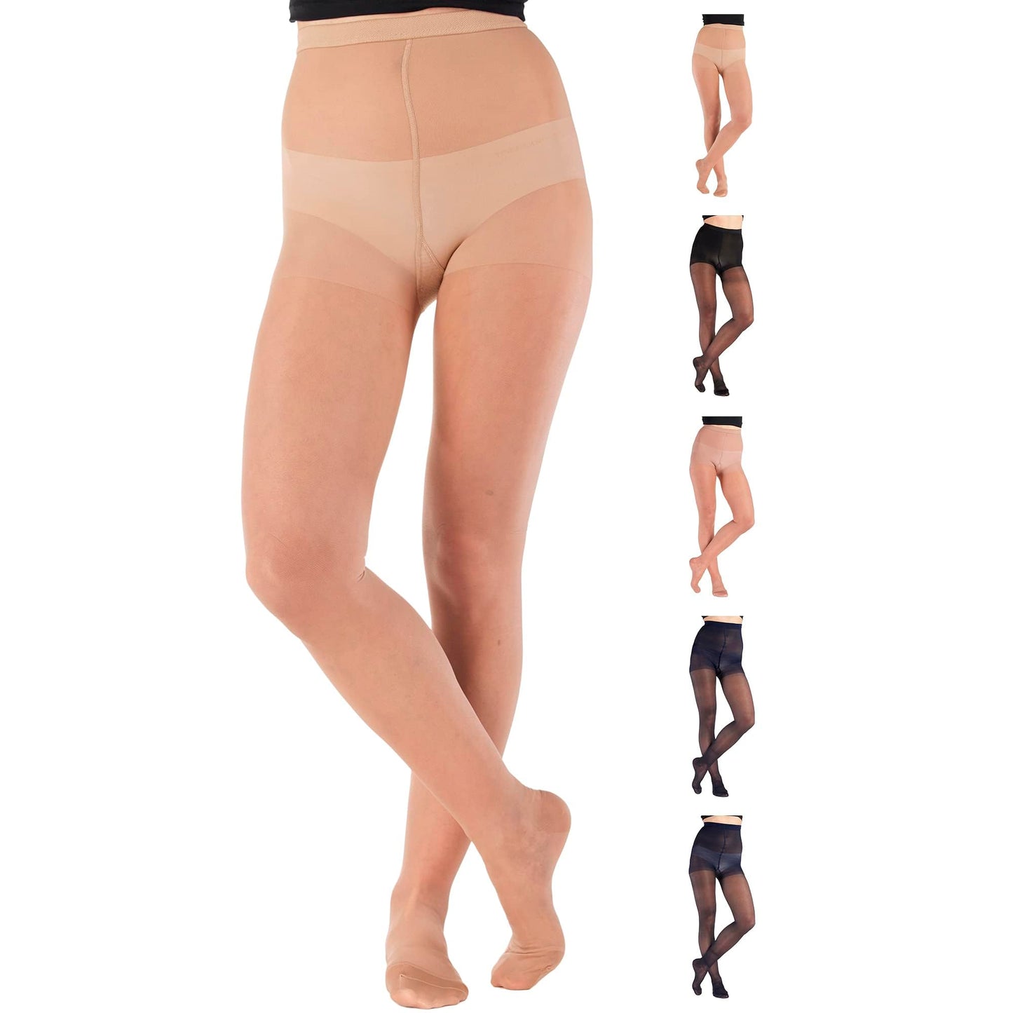 Made in USA - 15-20mmHg Sheer Compression Pantyhose for Women - A103