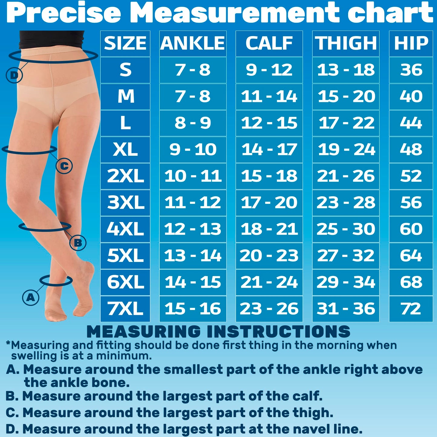 Made in USA - 15-20mmHg Sheer Compression Pantyhose for Women - A103