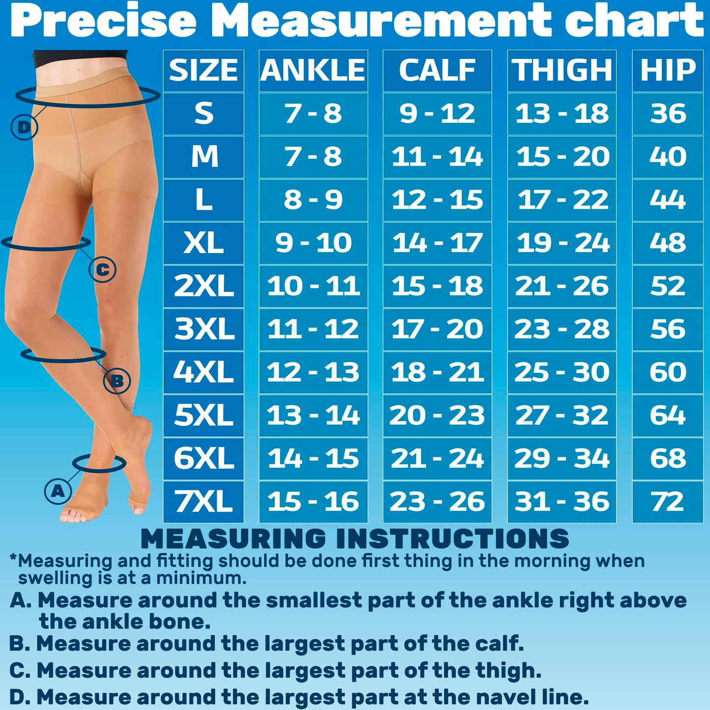 Made in USA - 15-20mmHg Sheer Compression Pantyhose for Women - A103