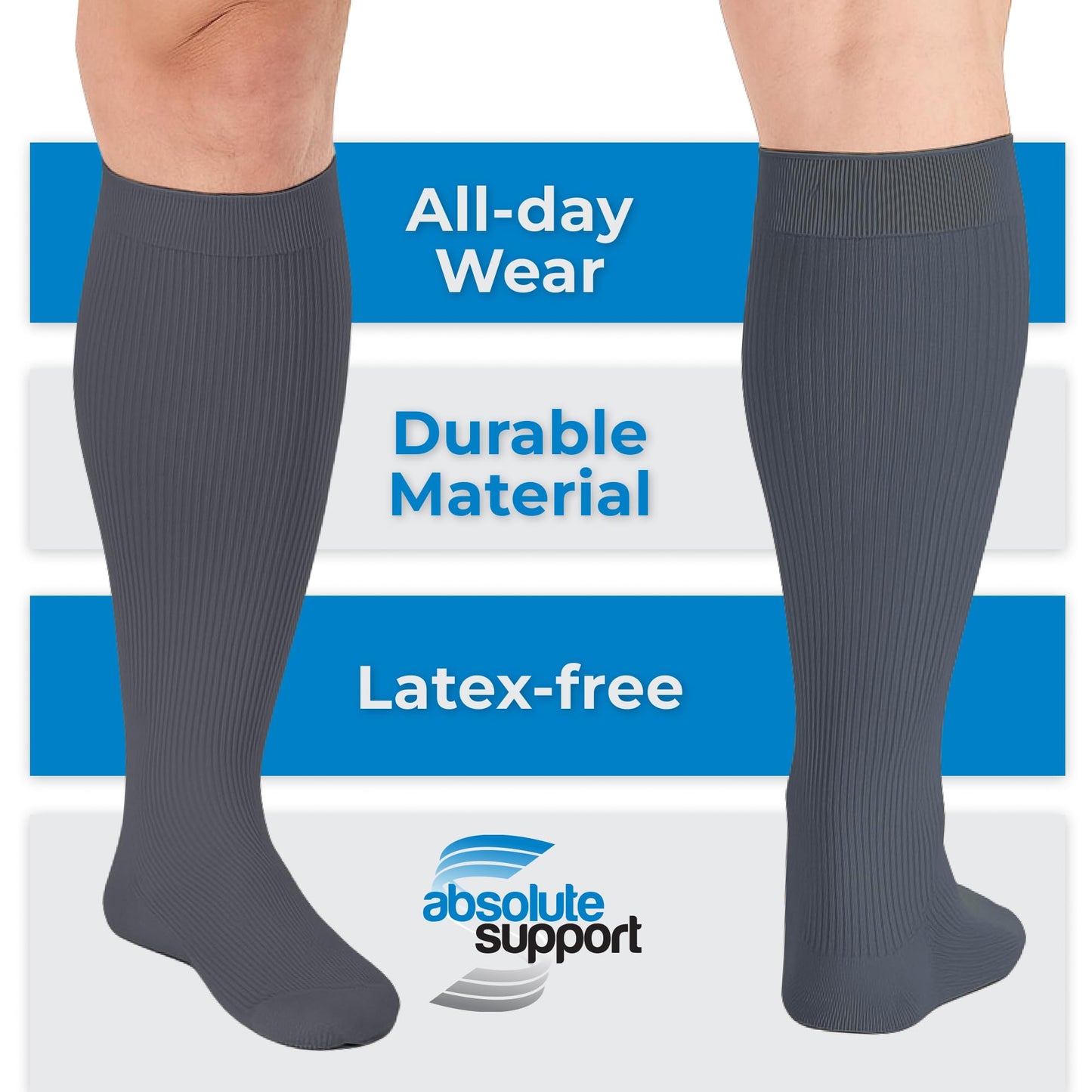 Absolute Support Men’s 20–30mmHg Graduated Compression Socks, Knee High – Medical Support for Travel, Varicose Veins & Swelling, A104T