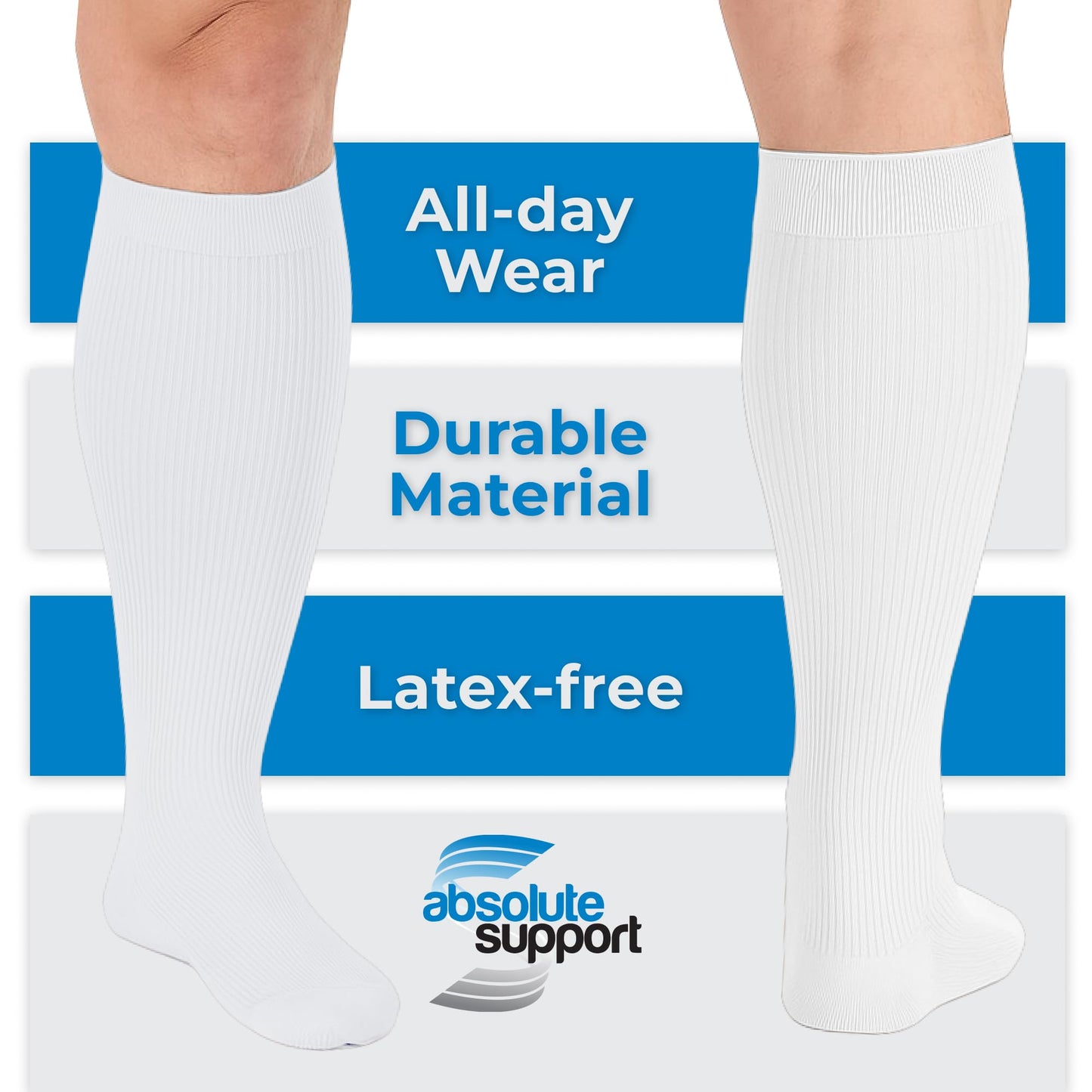 Absolute Support Men’s 20–30mmHg Graduated Compression Socks, Knee High – Medical Support for Travel, Varicose Veins & Swelling, A104T