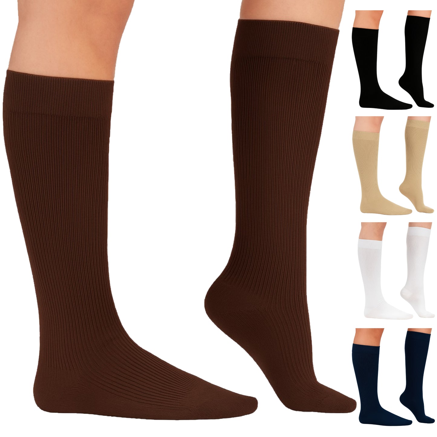 Absolute Support Unisex Cotton 20–30mmHg Graduated Compression Socks, Knee High, 3-Pack – Varicose Veins & Swelling Relief, A105-3