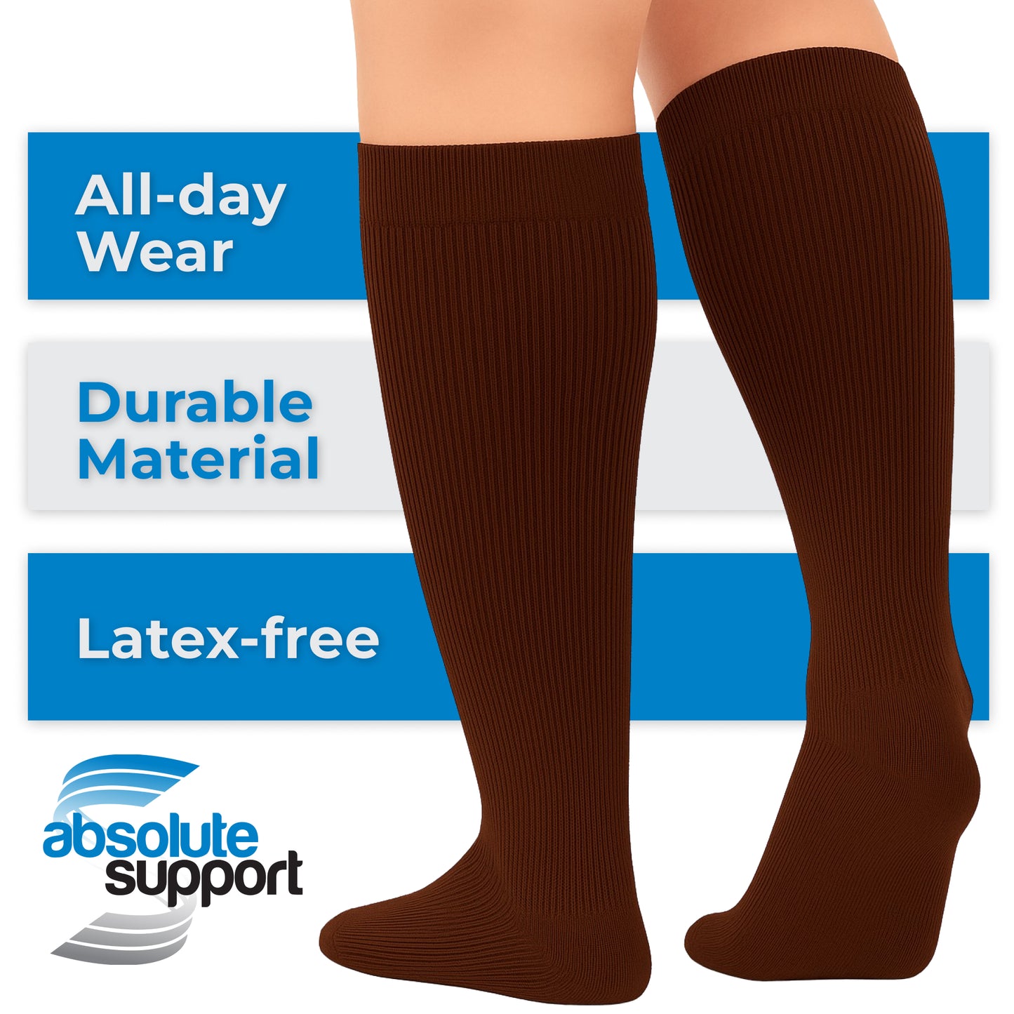 Absolute Support Unisex Cotton 20–30mmHg Graduated Compression Socks, Knee High, 3-Pack – Varicose Veins & Swelling Relief, A105-3