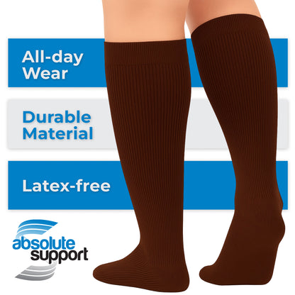 Absolute Support Unisex Cotton 20–30mmHg Graduated Compression Socks, Knee High, 3-Pack – Varicose Veins & Swelling Relief, A105-3