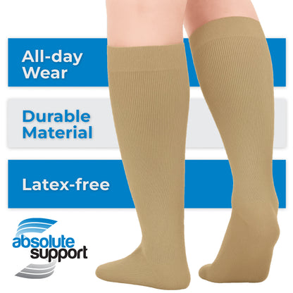 Absolute Support Unisex Cotton 20–30mmHg Graduated Compression Socks, Knee High, 3-Pack – Varicose Veins & Swelling Relief, A105-3