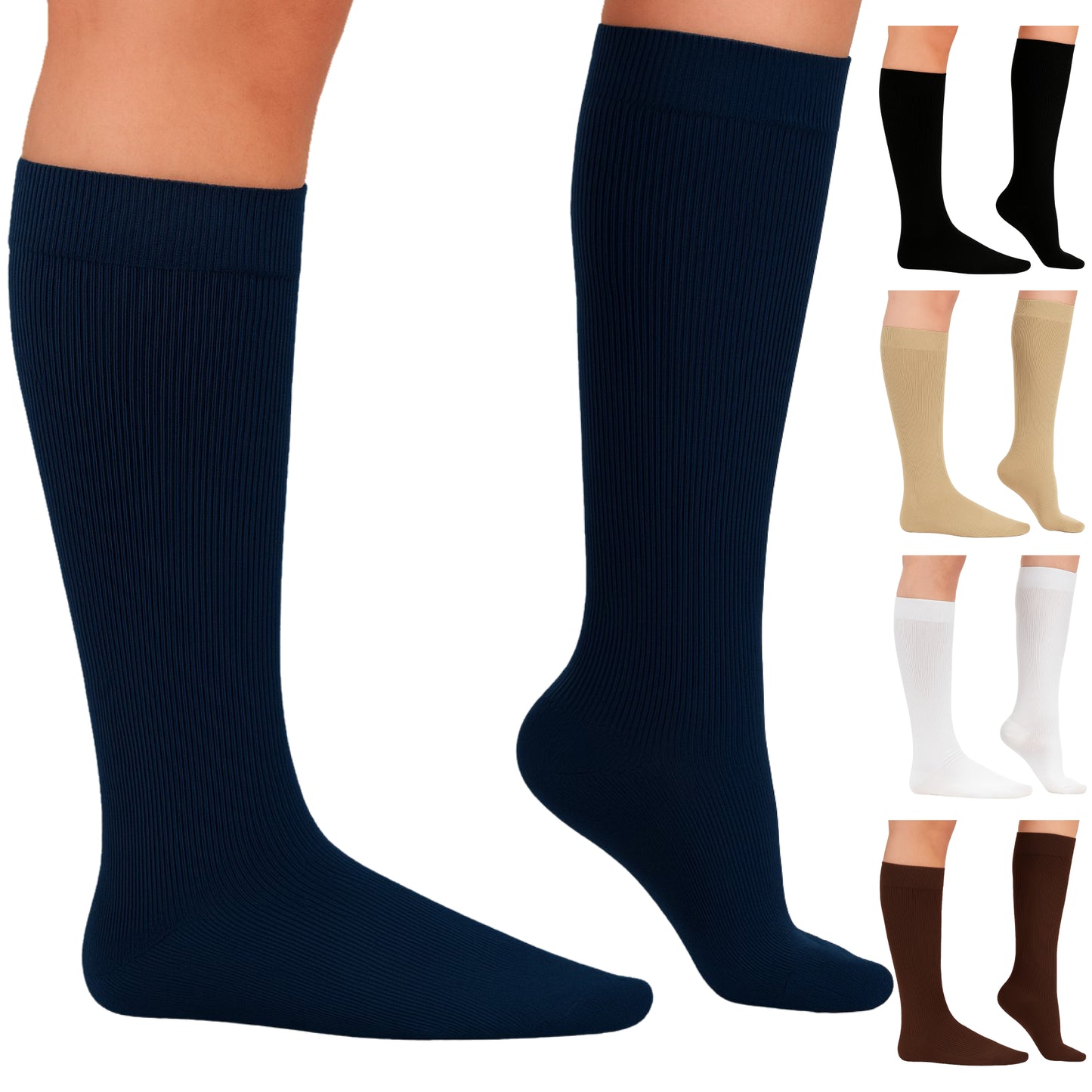 Absolute Support Unisex Cotton 20–30mmHg Graduated Compression Socks, Knee High, 3-Pack – Varicose Veins & Swelling Relief, A105-3