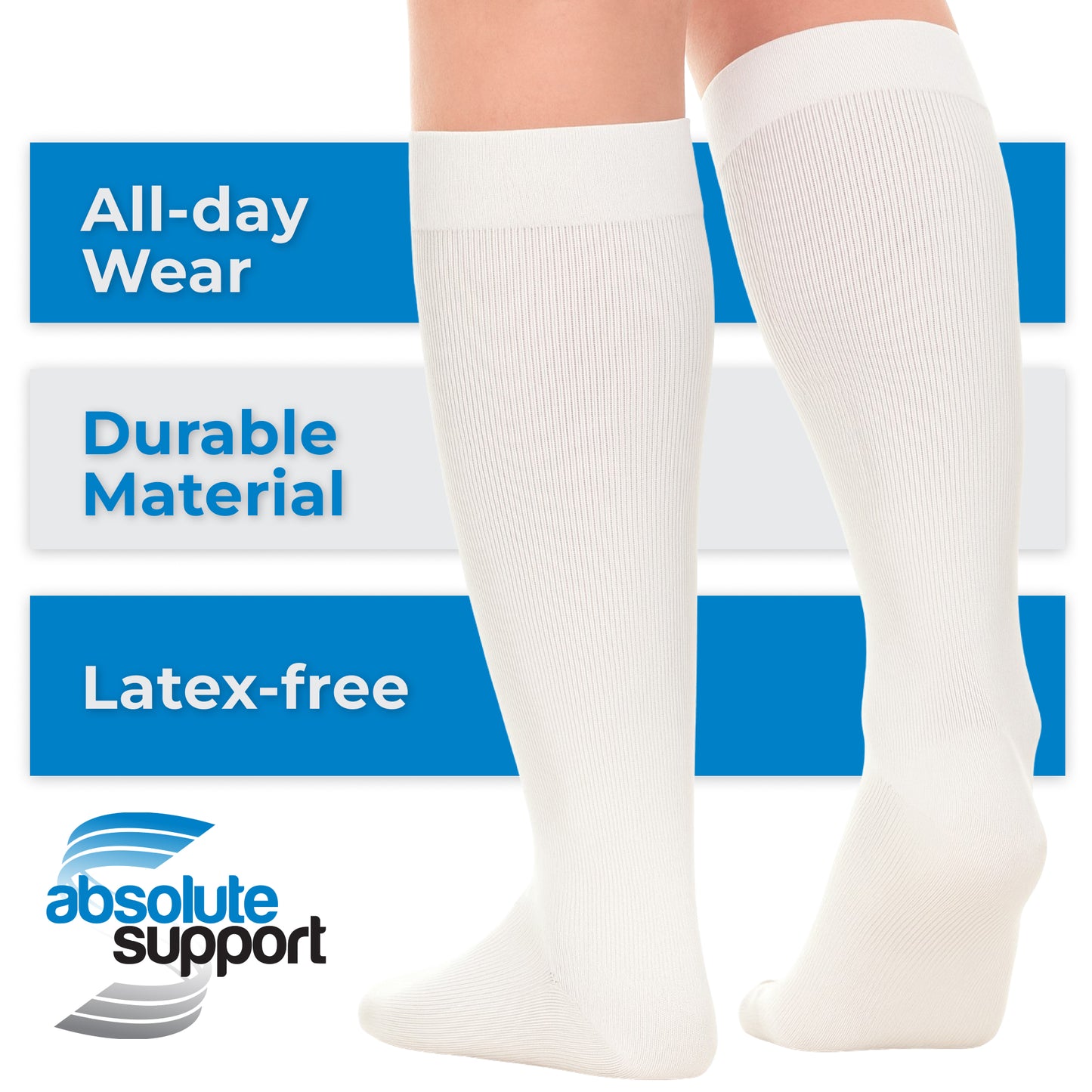 Absolute Support Unisex Cotton 20–30mmHg Graduated Compression Socks, Knee High, 3-Pack – Varicose Veins & Swelling Relief, A105-3