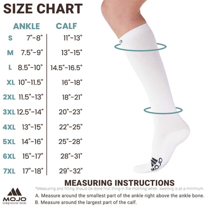 Mojo Compression Socks – Unisex Knee Length Athletic Compression Socks – 15-20mmHg Medium Support – Black – A106
