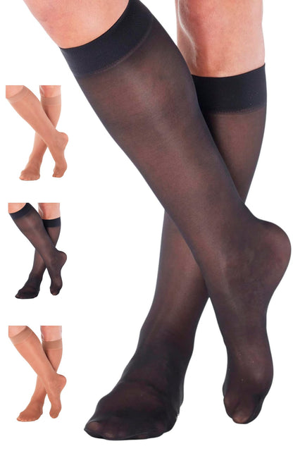 Made in USA - 8-15mmHg Sheer Compression Socks for Women - A107